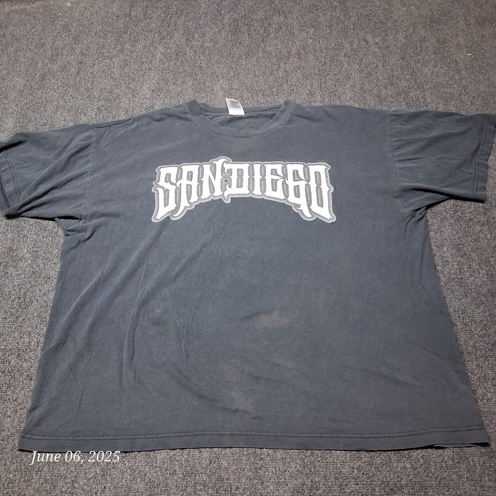 * VTG 707‎ San Diego T Shirt Size 2XL Black Crew Neck Short Sleeve